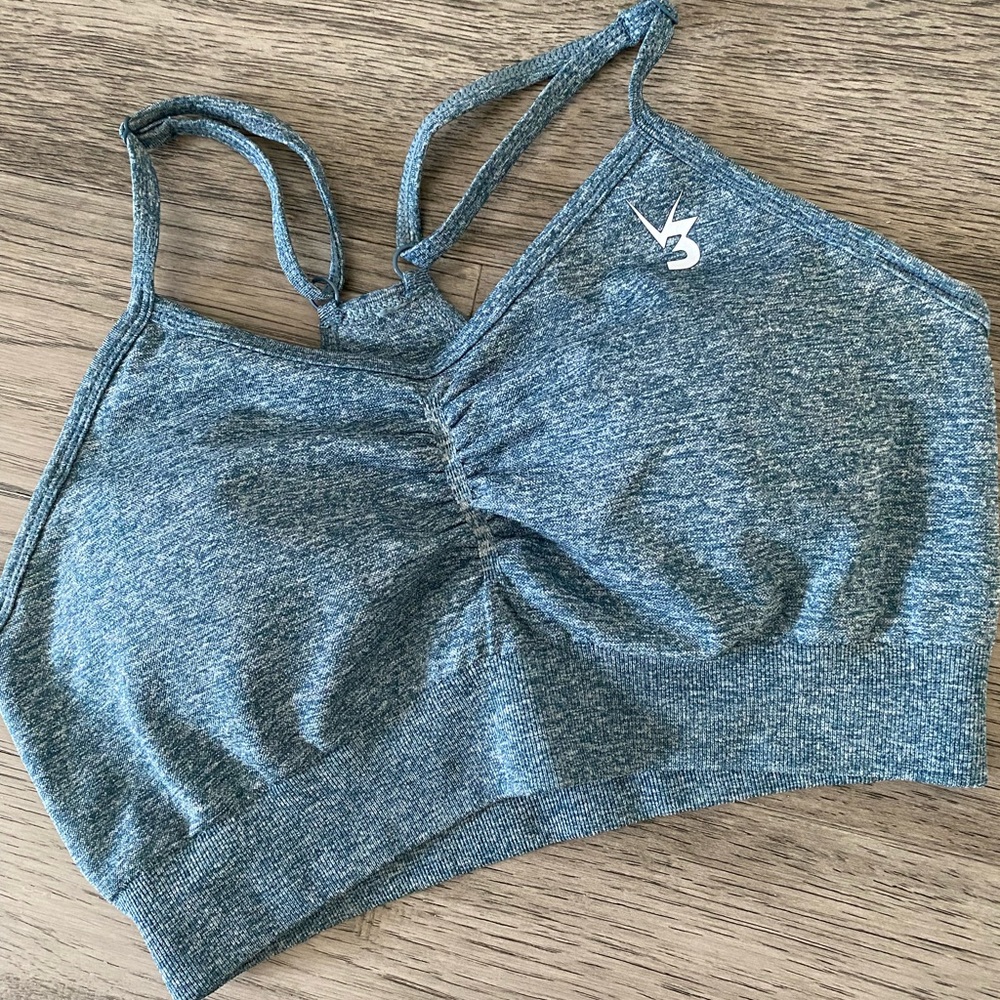 V3 Define Seamless Scrunch Sports Bra - Blue Marl